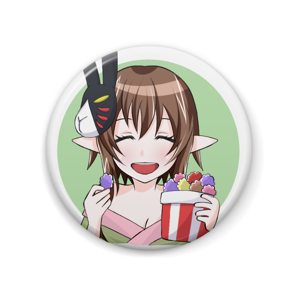 北山アメ ポップコーン缶バッジ 緑
