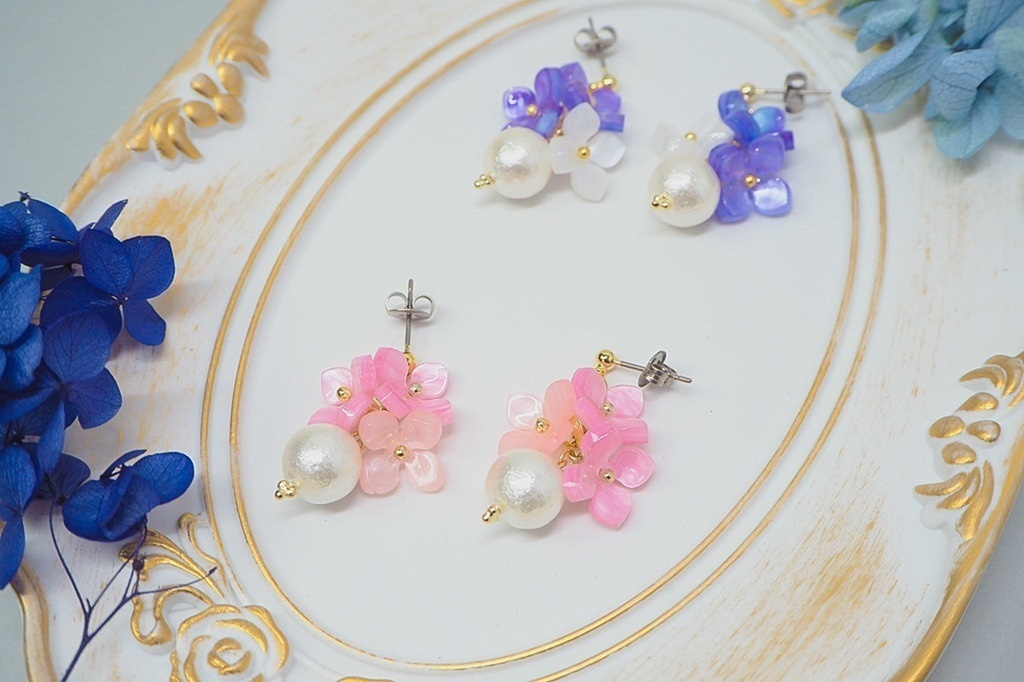 花てまり//紫陽花のピアスorイヤリング