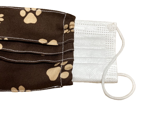 マスクカバー(プリーツ仕立て)+おまけ付き(だれの足跡?) 飛沫感染防止+肌荒れ防止