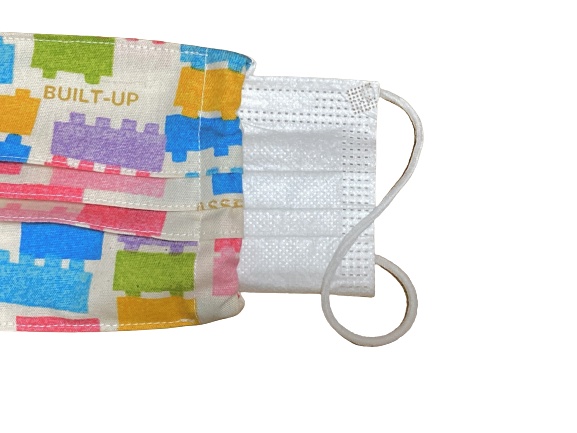 マスクカバー(プリーツ仕立て)+おまけ付き(ブロック遊び) 飛沫感染防止+肌荒れ防止