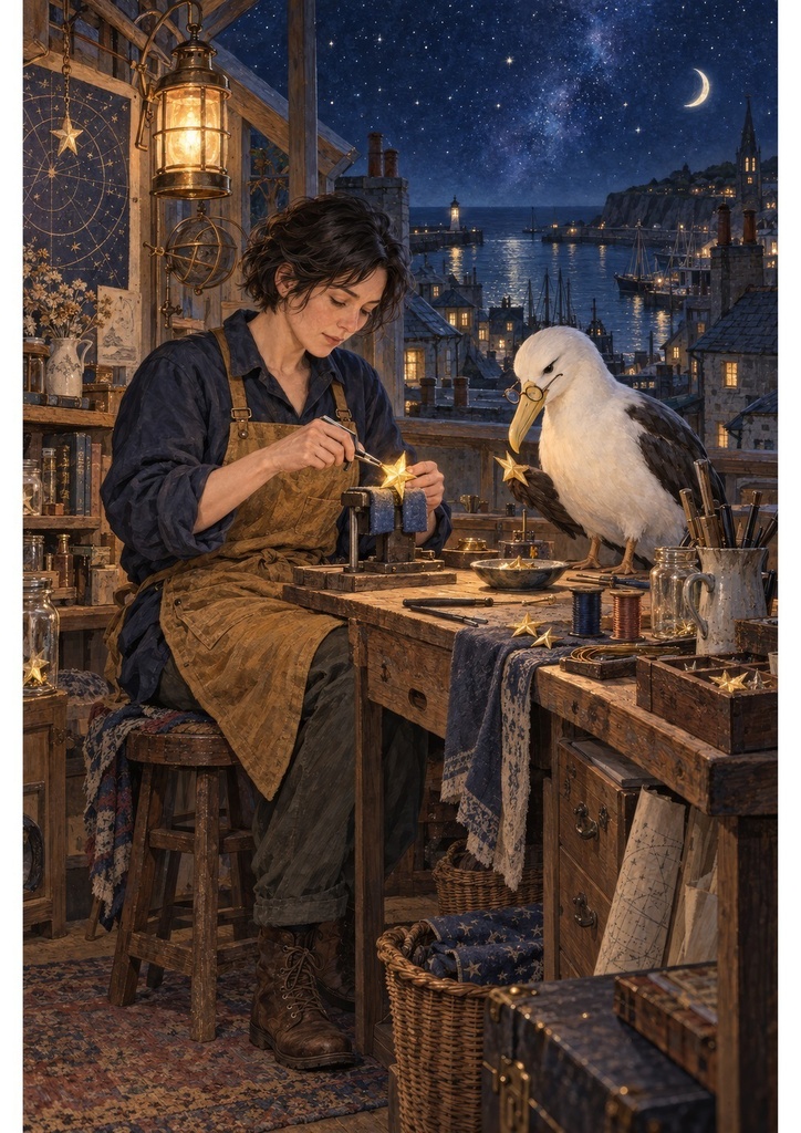 夜の星の修理屋｜A3・A4印刷用アートPDF＋高解像度JPEG