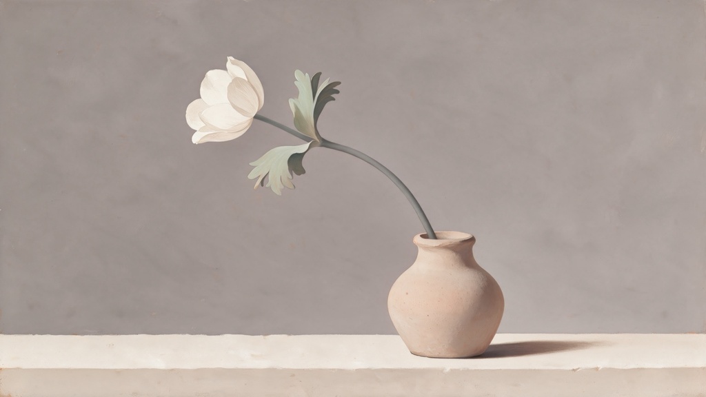 TV Art Japan｜一輪の白、土の器 / One White Bloom｜4K TVアート・JPEG単品