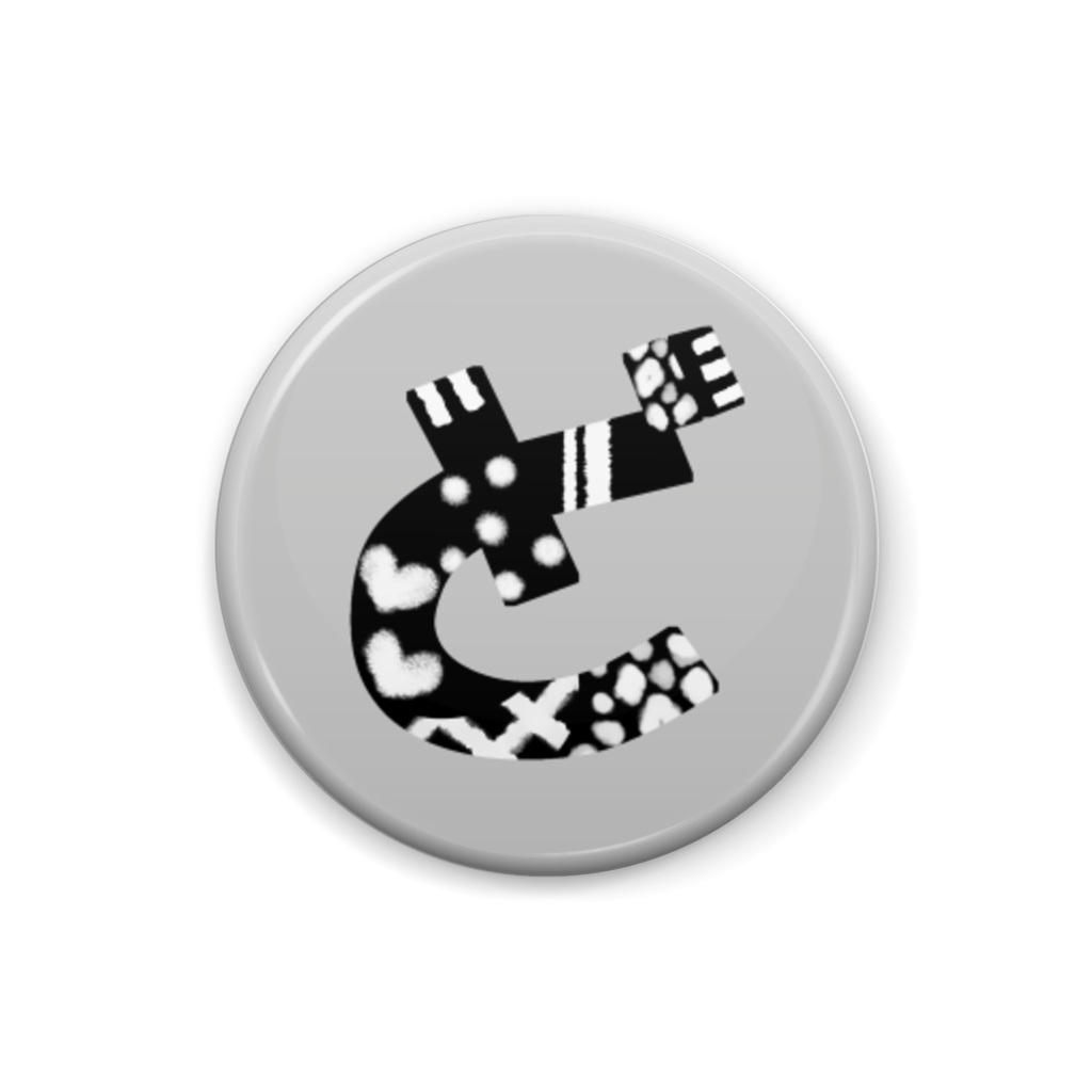 柄文字缶バッジ 「ど」 (黒×グレー)