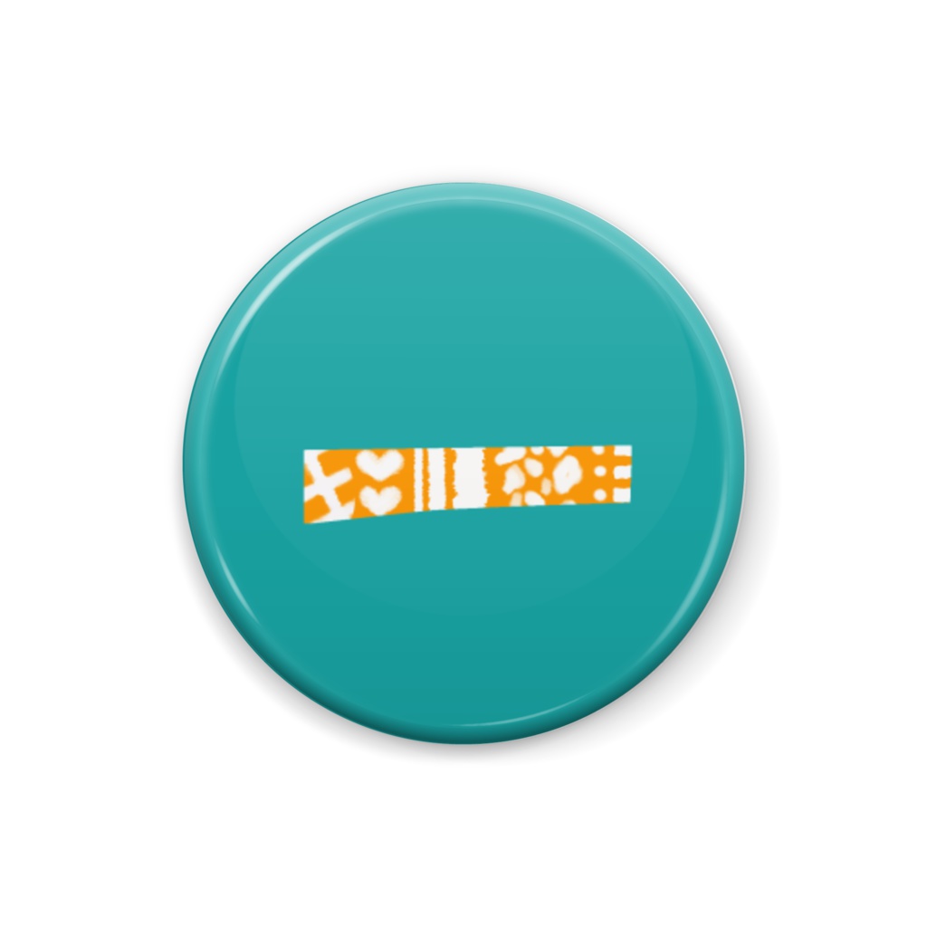 柄文字缶バッジ 「-」 (オレンジ×緑)