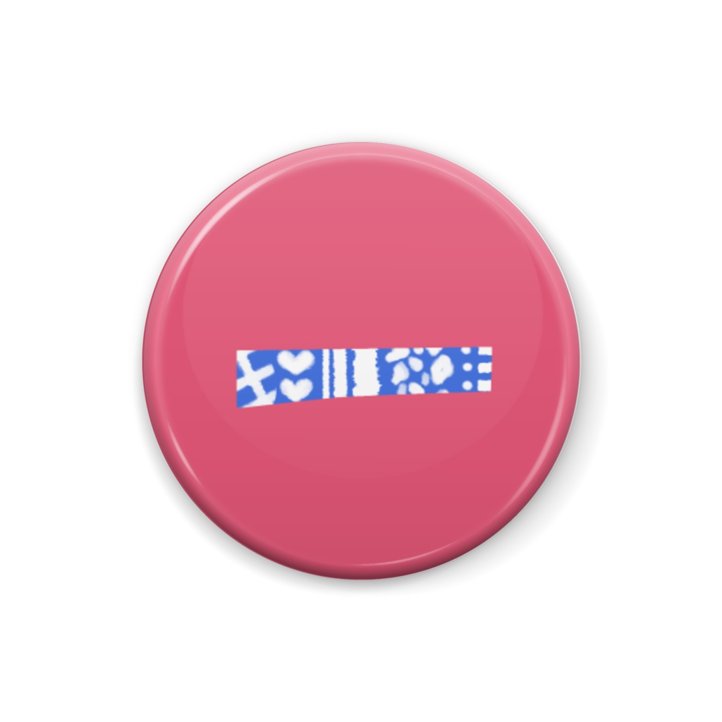 柄文字缶バッジ 「-」 (青×赤ピンク)