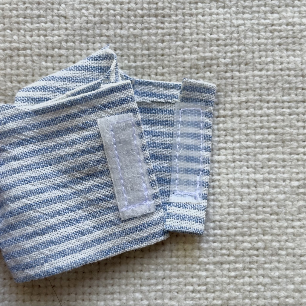 striped shirt star button denim salopette set