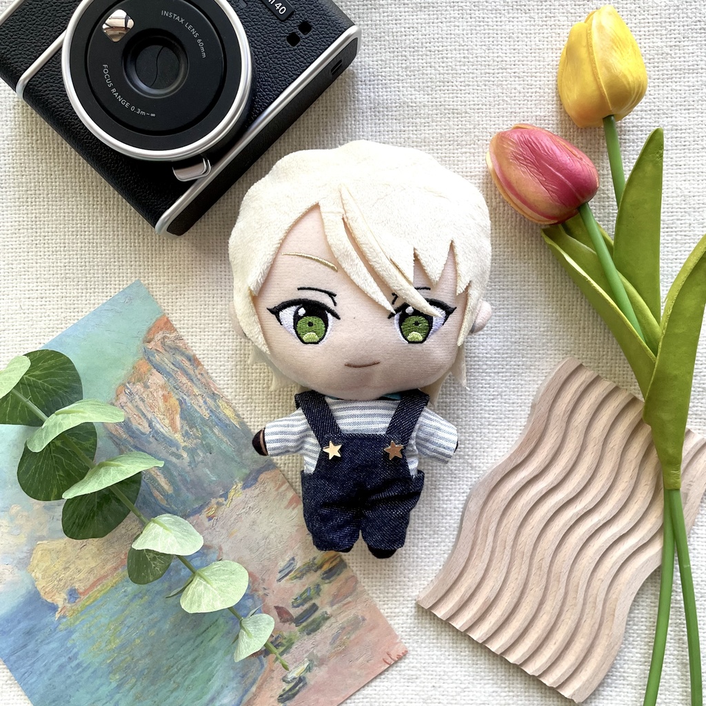 striped shirt star button denim salopette set