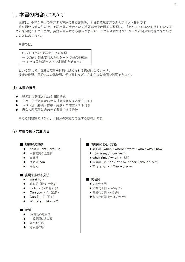 5日間で総チェック!中1英語【ニガテを見える化シート付き】