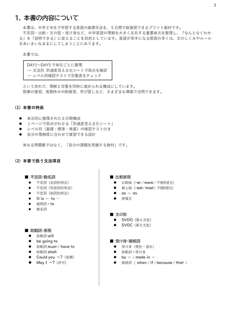 5日間で総チェック!中2英語【ニガテを見える化シート付き】