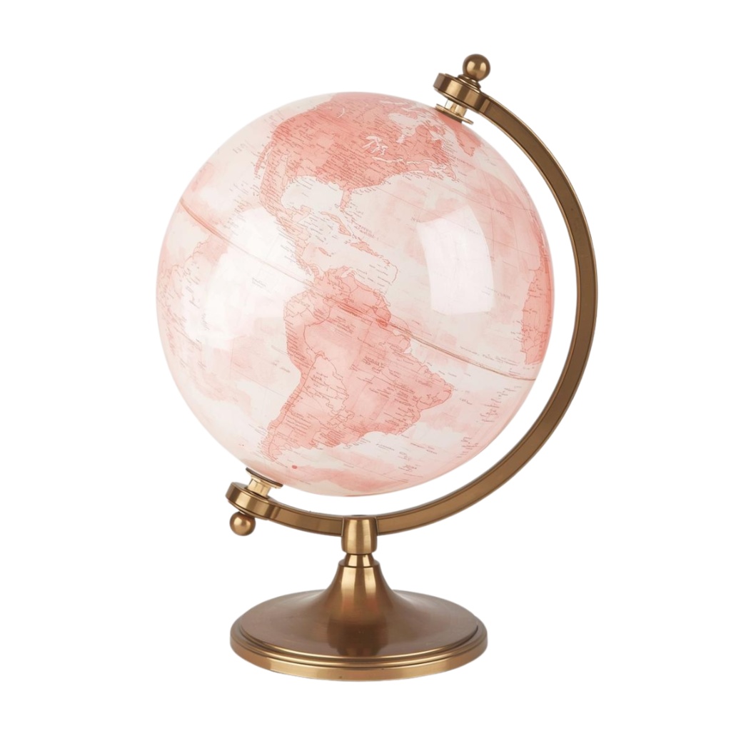 水彩ピンクのアンティーク旅行クリップアートセット(全10種/PNG)