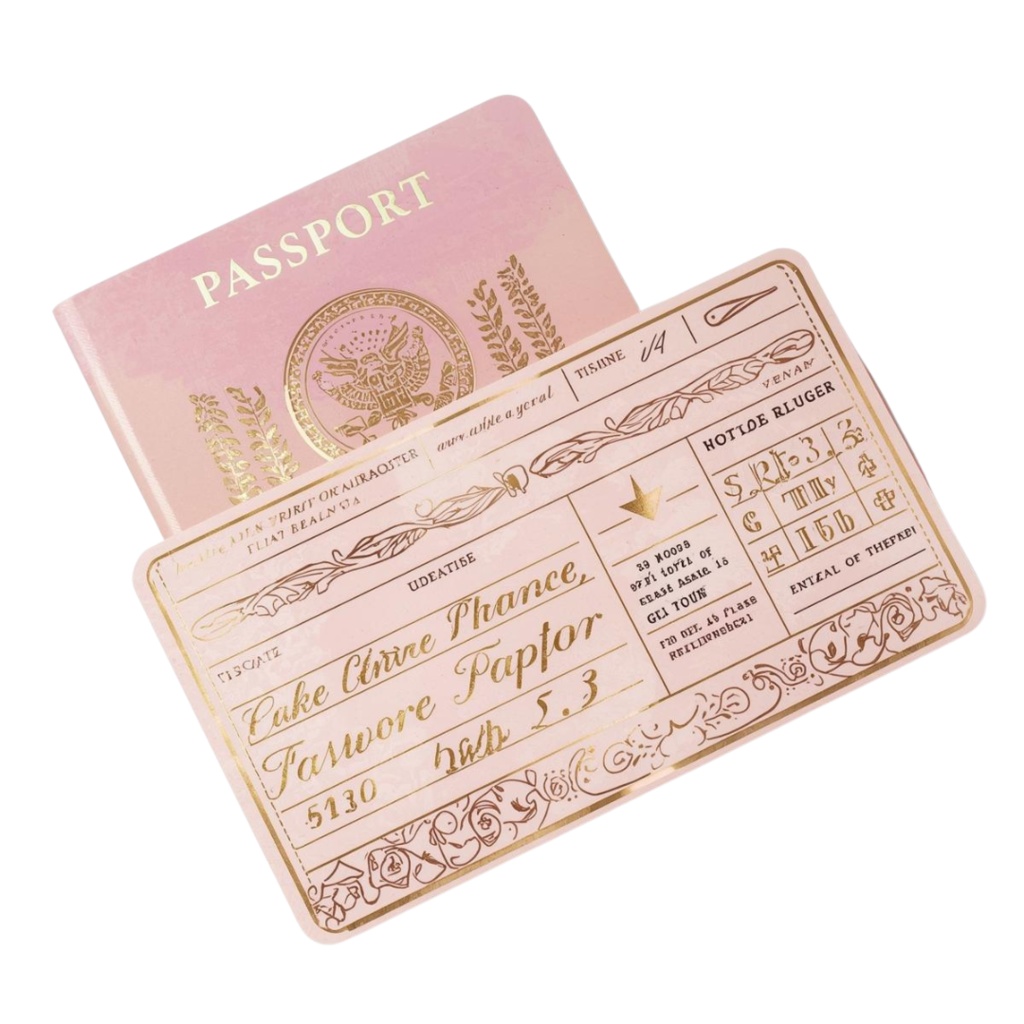 水彩ピンクのアンティーク旅行クリップアートセット(全10種/PNG)