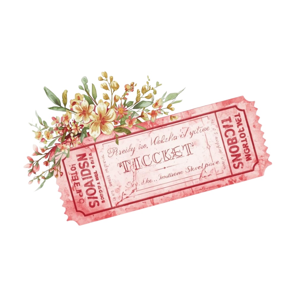 水彩ピンクのアンティーク旅行クリップアートセット(全10種/PNG)