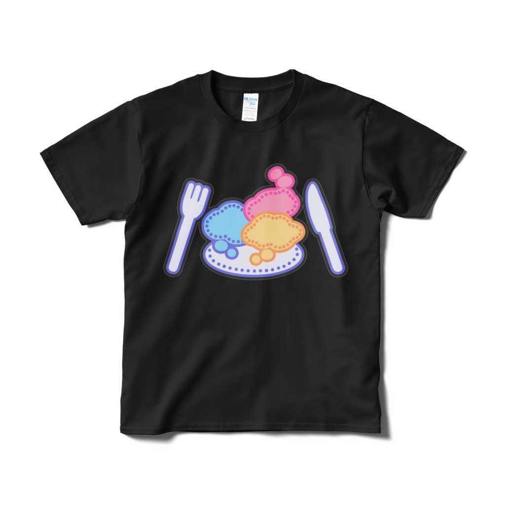 夢羽九　はらぺこ＆羽ワッペンＴシャツ（黒）