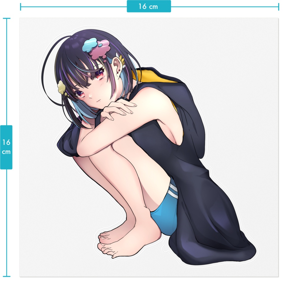 夢羽九(お座りのすがた)ステッカー