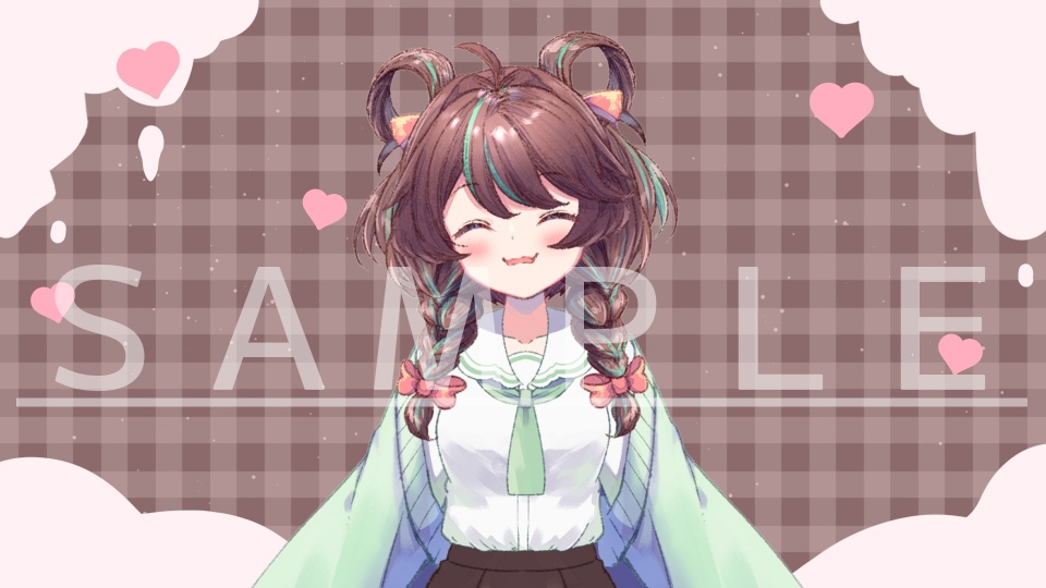 【動く!背景素材】チェック&ハート【カラバリ2点セット】