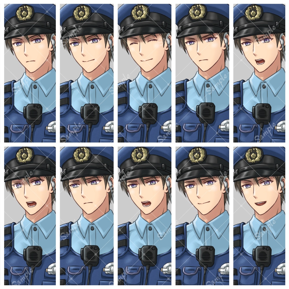 若い男性警官(表情10種/衣装差分あり)