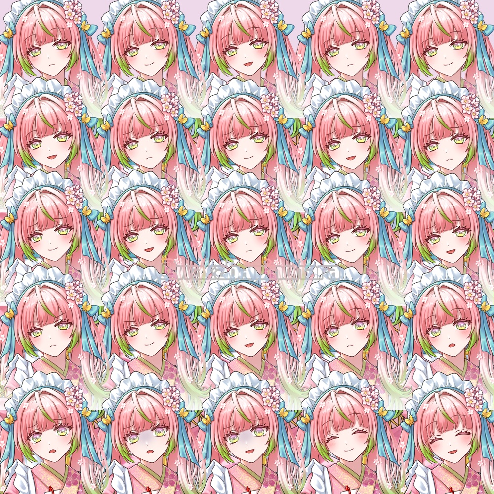 和風メイド服の女の子(表情25種)