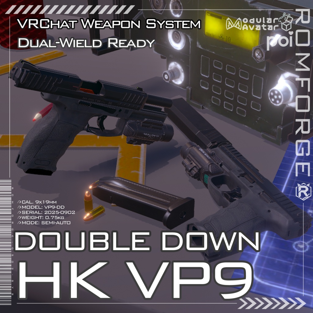 【セール中】両手撃ちHK VP9 System【VRChat武器・おまけ付き】