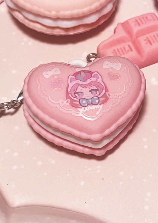 さくらマカロンラバーキーホルダーハート型　宗