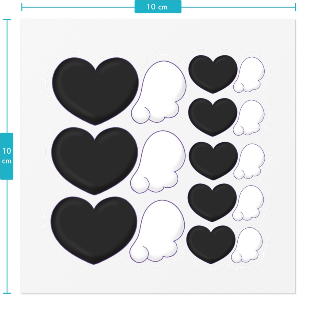 切って貼れるブラックハーツステッカー