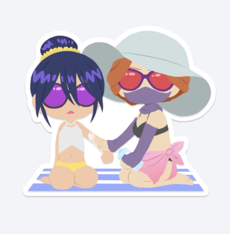 【GQ】保護者と娘の浮かれた夏休みステッカー/キシニャア