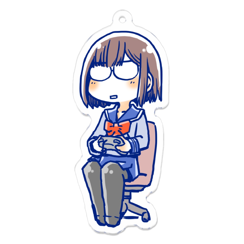 花沢ねこ ゲーム中 アクリルキーホルダー(70x70mm)