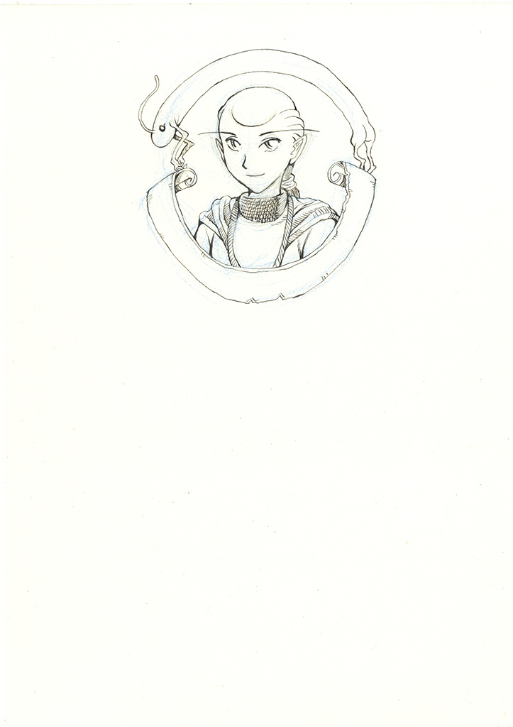 ペン画04 蔵書票もどき　タロット・アス