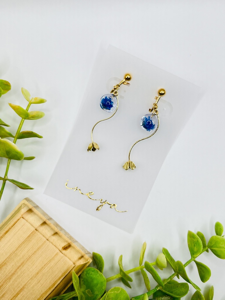 【オリジナル】青いお花アクセサリー①