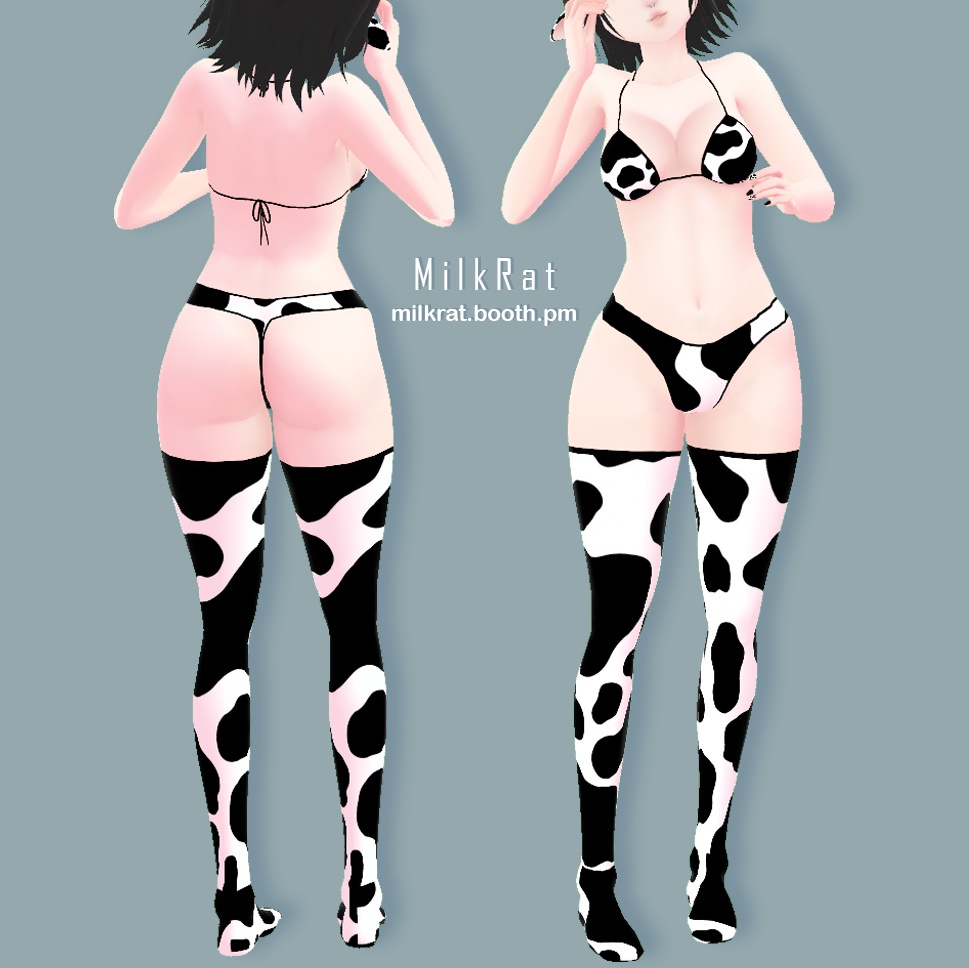 Cow Bikini Set ❤ Bikini + Thigh Highs + Nails ❤