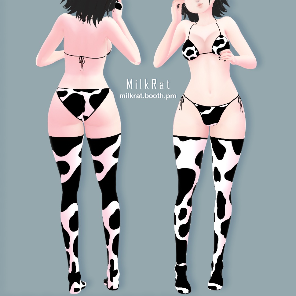 Cow Bikini Set ❤ Bikini + Thigh Highs + Nails ❤