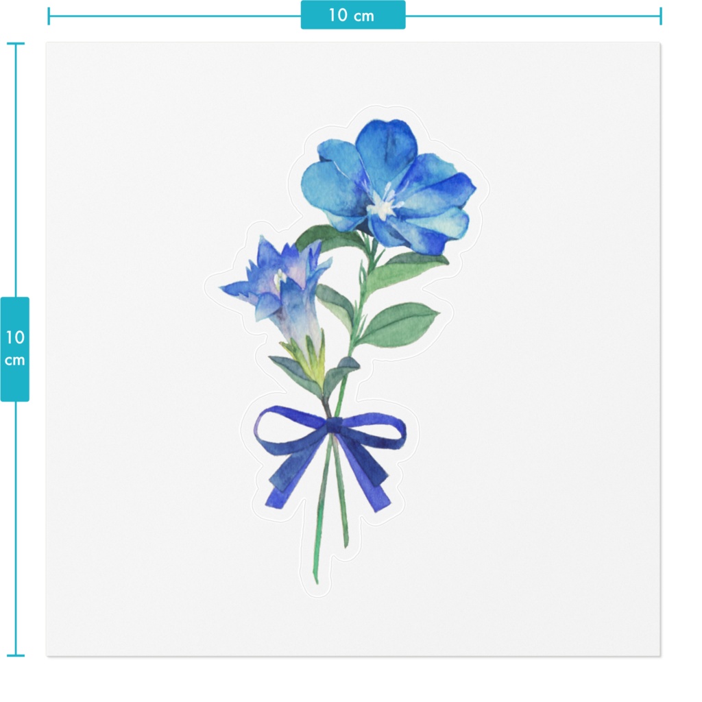 青い花のステッカー
