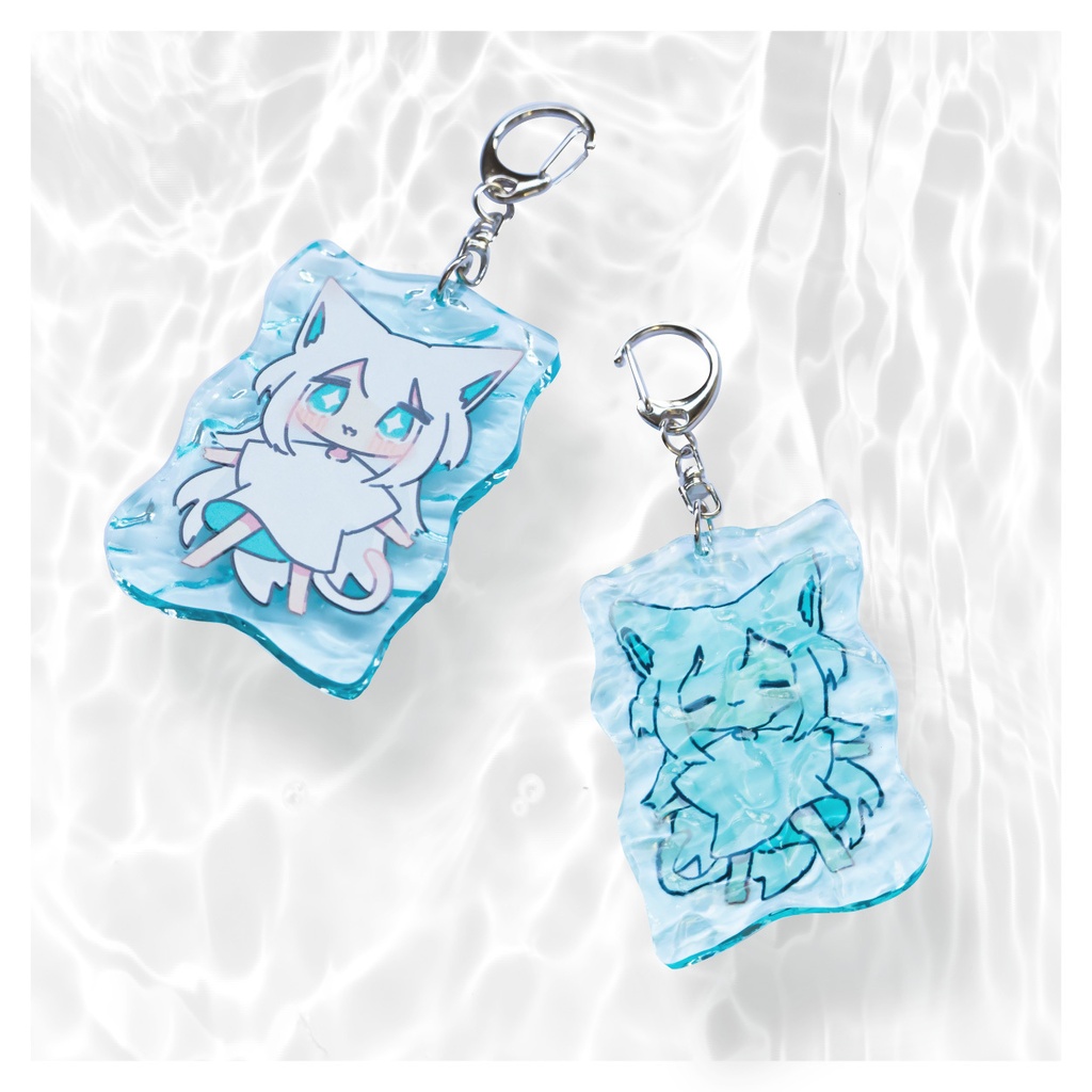 両面印刷 水面ねこキーホルダー