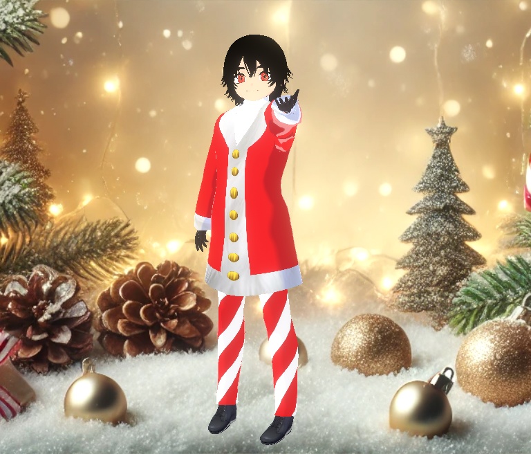 red and gold christmas clothes and eyes