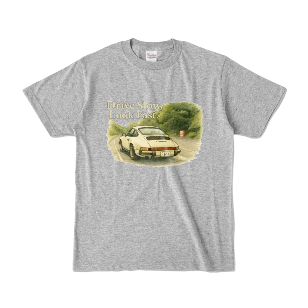 レトロ911｜80sスタイルTシャツ［杢グレー・リアビュー］