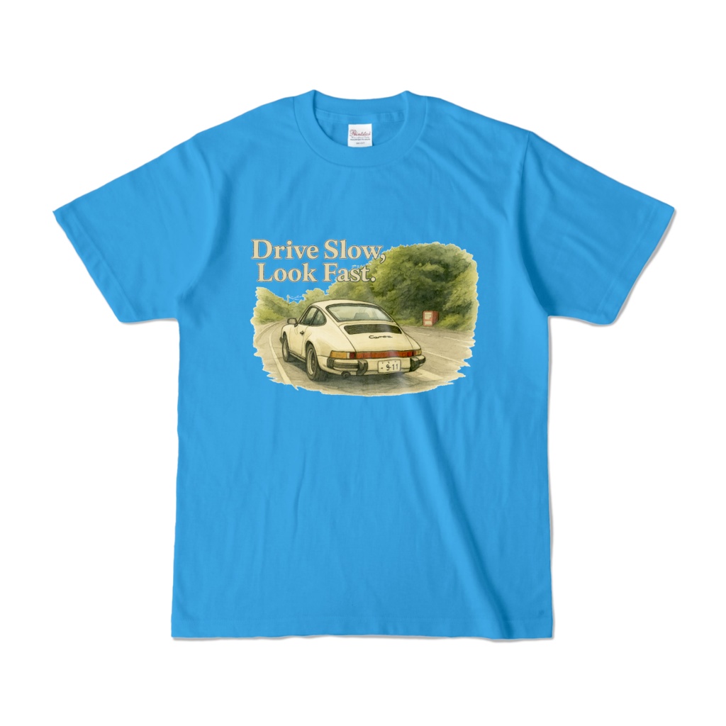 レトロ911｜80sスタイルTシャツ［ターコイズ・リアビュー］