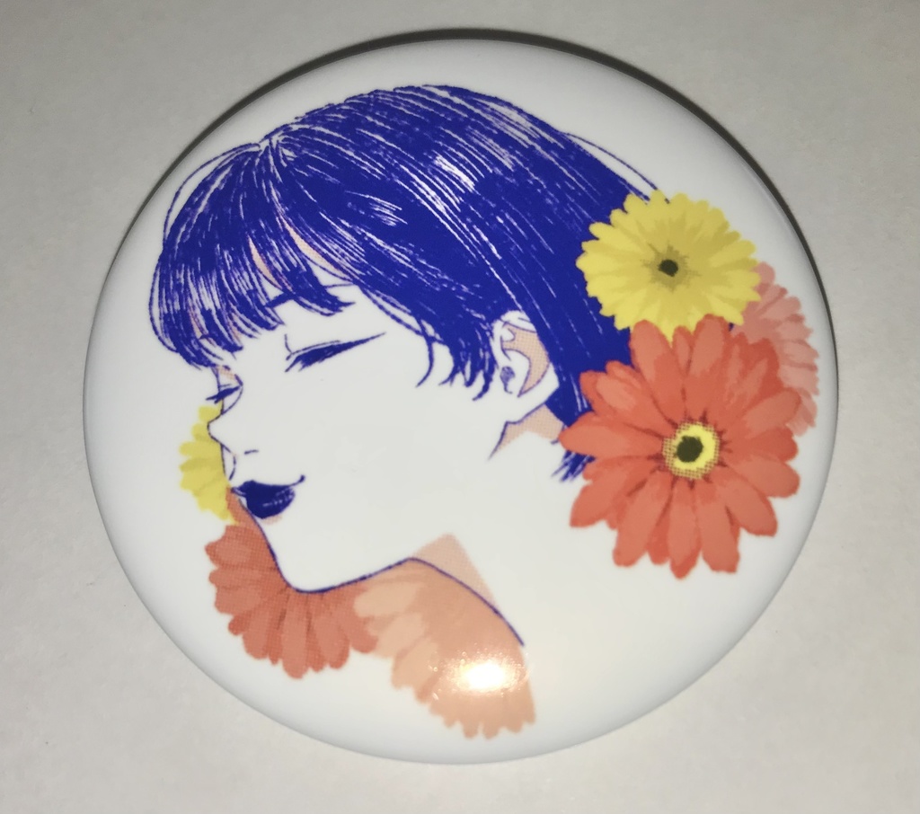 ガーベラと女の子 缶バッジ