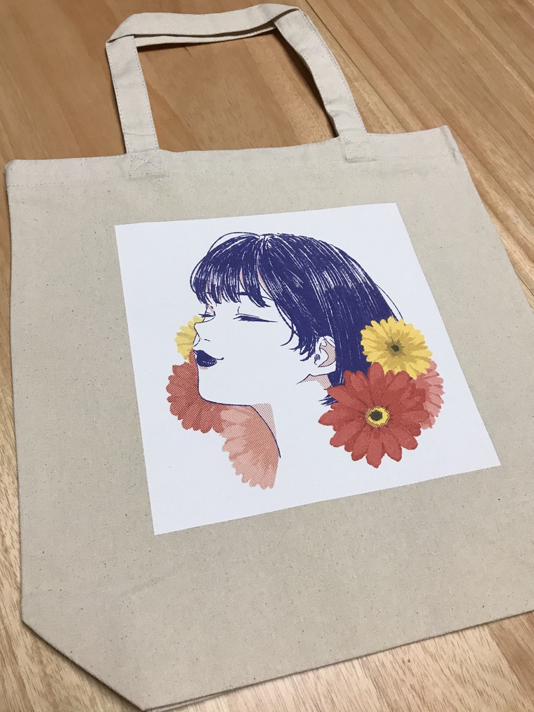 ガーベラと女の子 トートバッグ