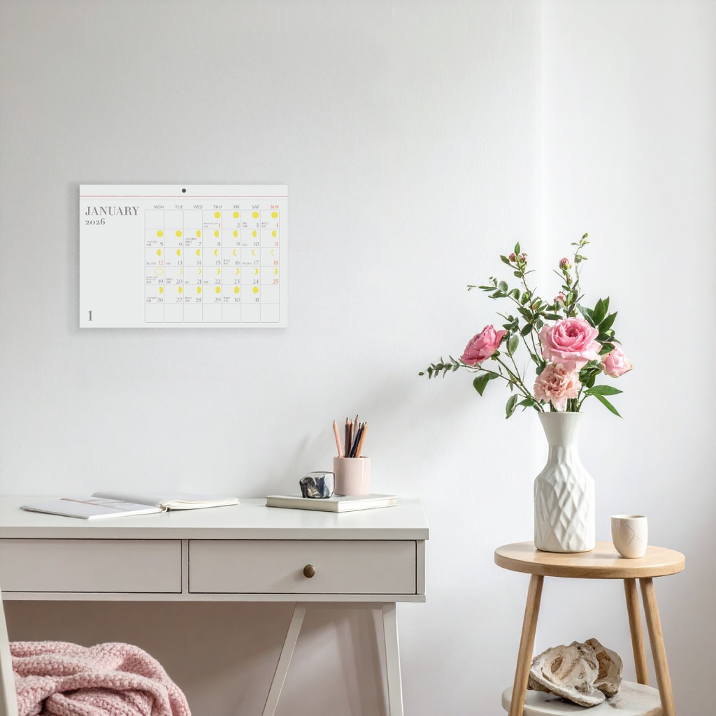 月齢付き吉日がひと目でわかる壁掛けカレンダー2026〜nananewmoon オリジナル