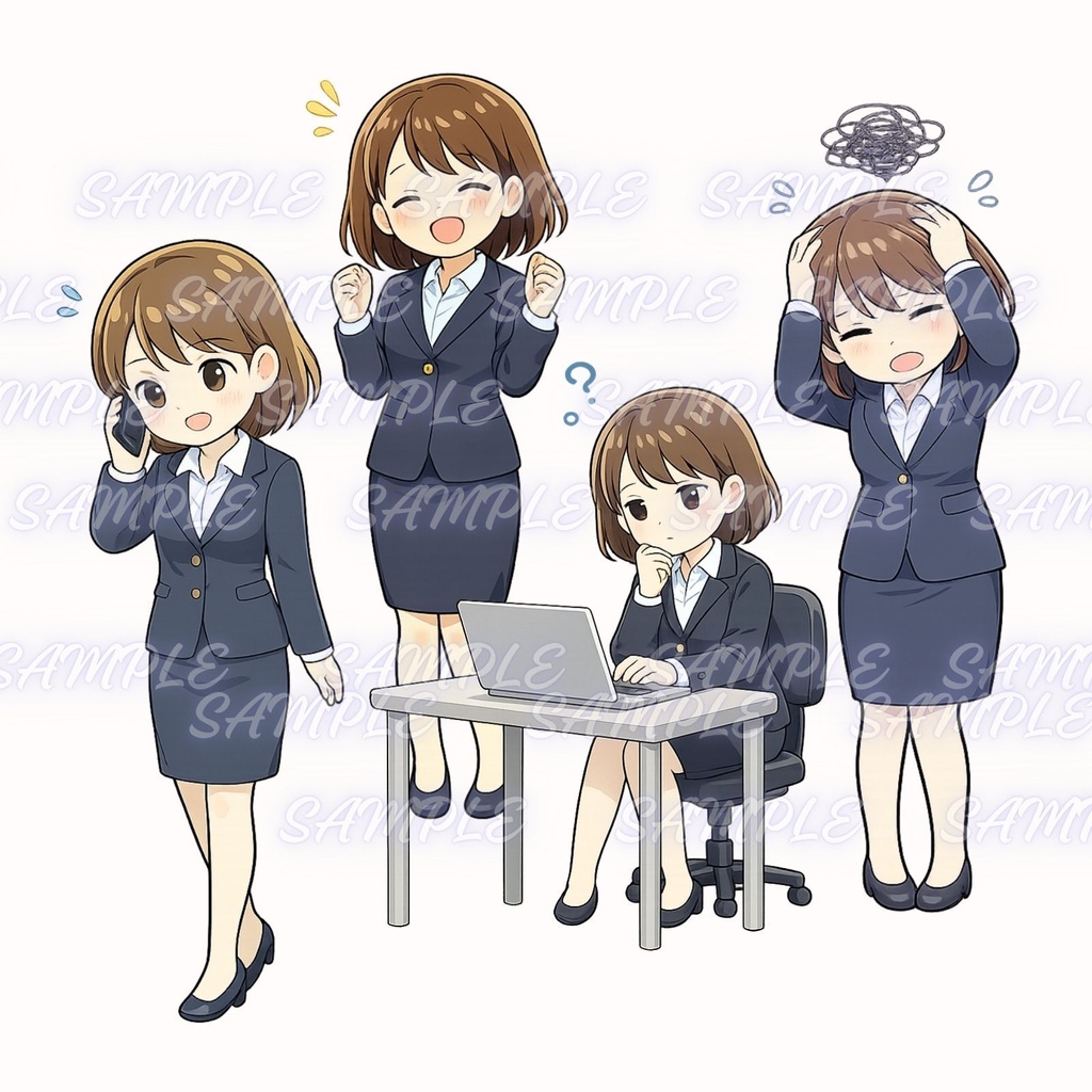 女性会社員クリップアート 40点セット