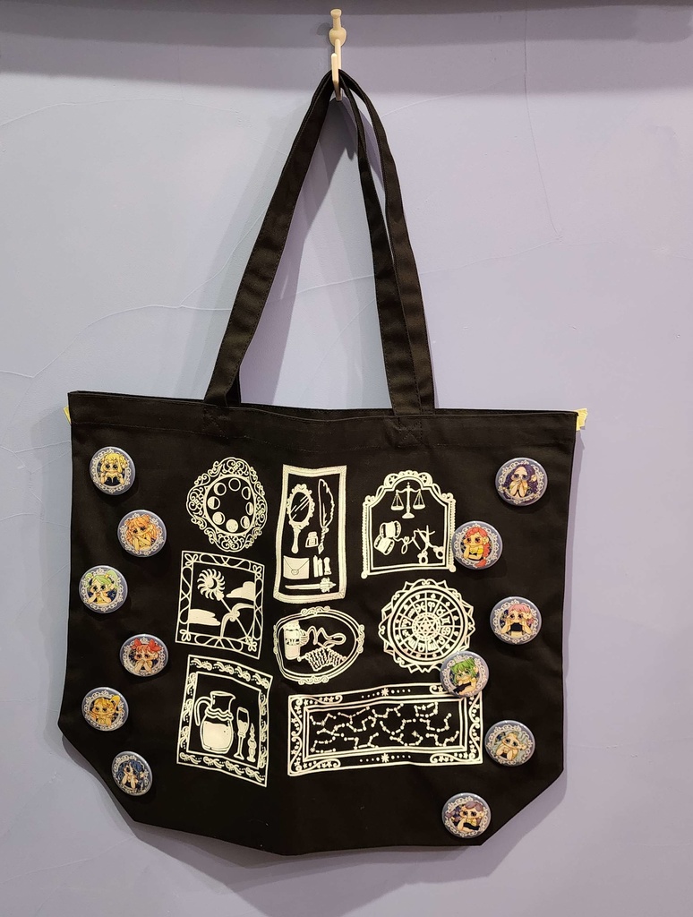【セット】12星座の缶バッジとビックトートバック
