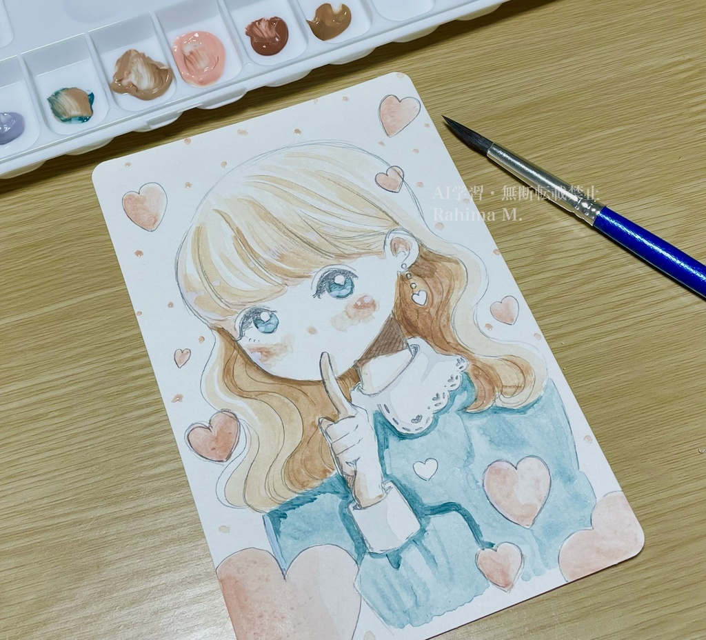 【ポストカードサイズ】女の子水彩イラスト原画