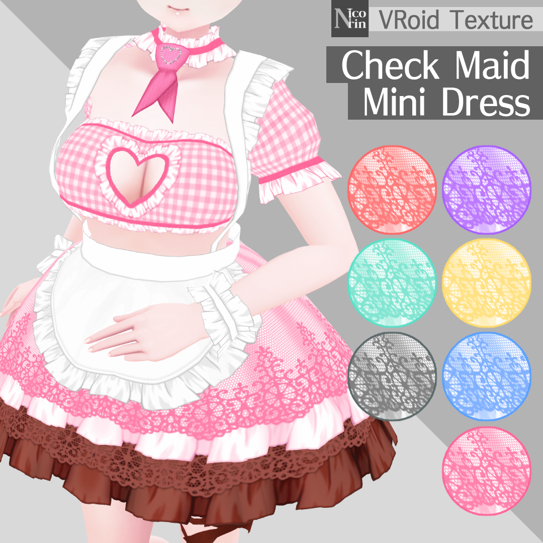 [VRoid] Check Maid Mini Dress [VRoid Stable ver.]