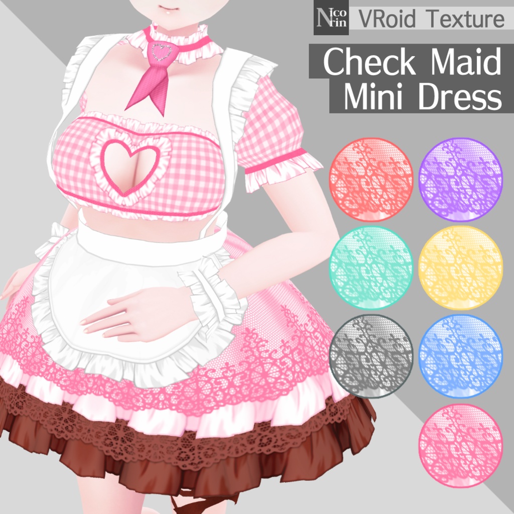[VRoid V1] Check Maid Mini Dress