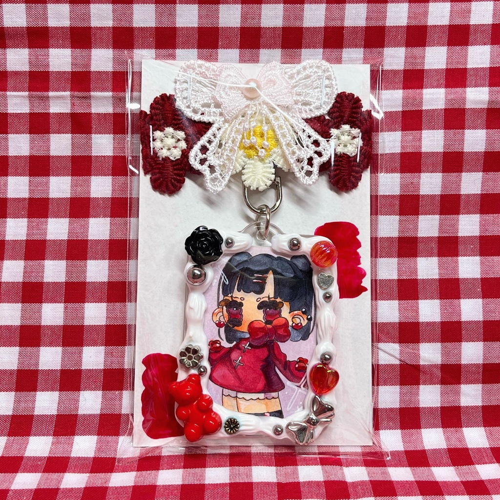 原画キーホルダー『お気に入りの真っ赤リボン』