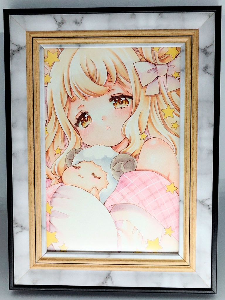 額装　オリジナルイラスト　ほしとひつじちゃん★お値下げ