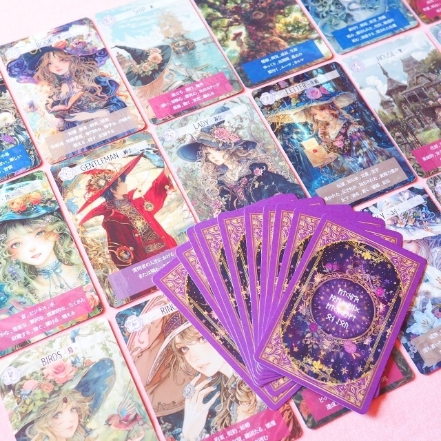 意味付き★魔女のルノルマンカード 初心者 大人気 可愛い 奇麗 美しい 優しい 紫色 小さめデッキ ソウルメイト 恋愛 おすすめ 日本語
