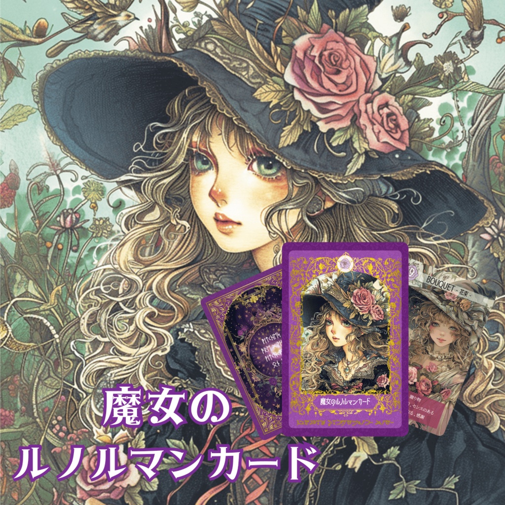 意味付き★魔女のルノルマンカード 初心者 大人気 可愛い 奇麗 美しい 優しい 紫色 小さめデッキ ソウルメイト 恋愛　おすすめ　日本語