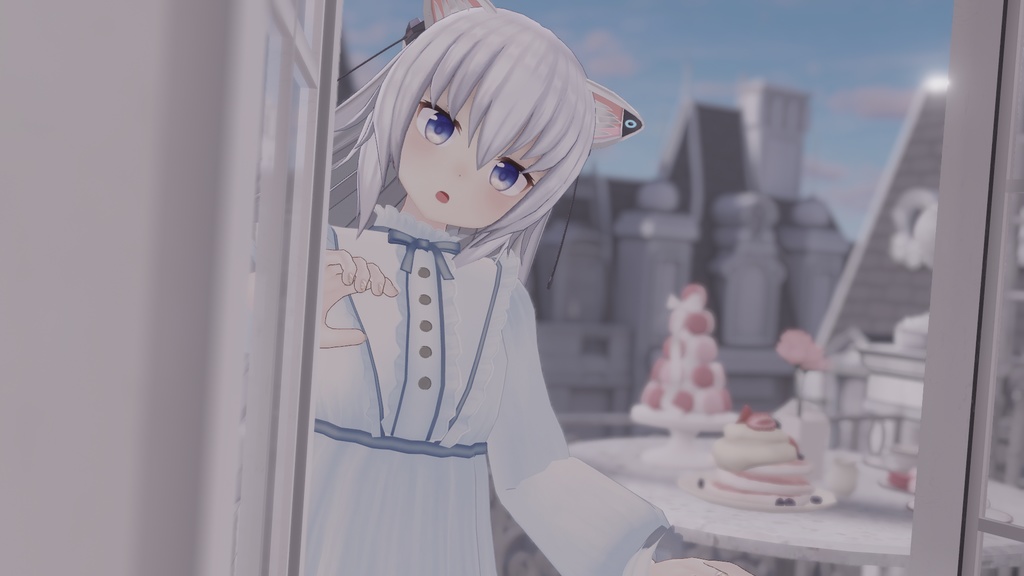 【ますきゃっとぷらす用】朝露のティアードワンピース