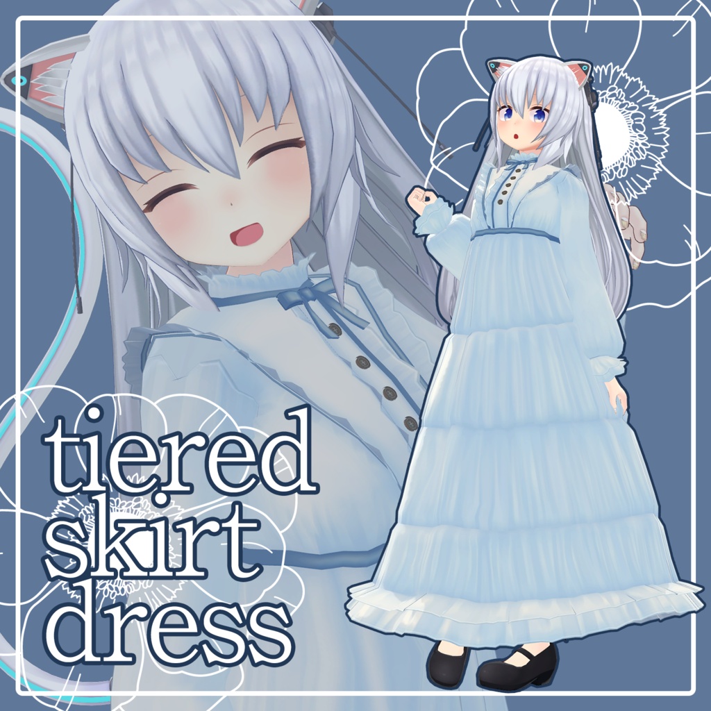 【ますきゃっとぷらす用】朝露のティアードワンピース
