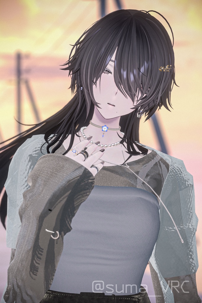 【アクセサリーセット】ネモフィラの涙【チョーカー・ピアス・指輪】